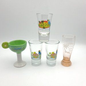 5 Assorted Margaritaville Shot Glasses lot Myrtle beach Jamaica Jimmy Beffett's